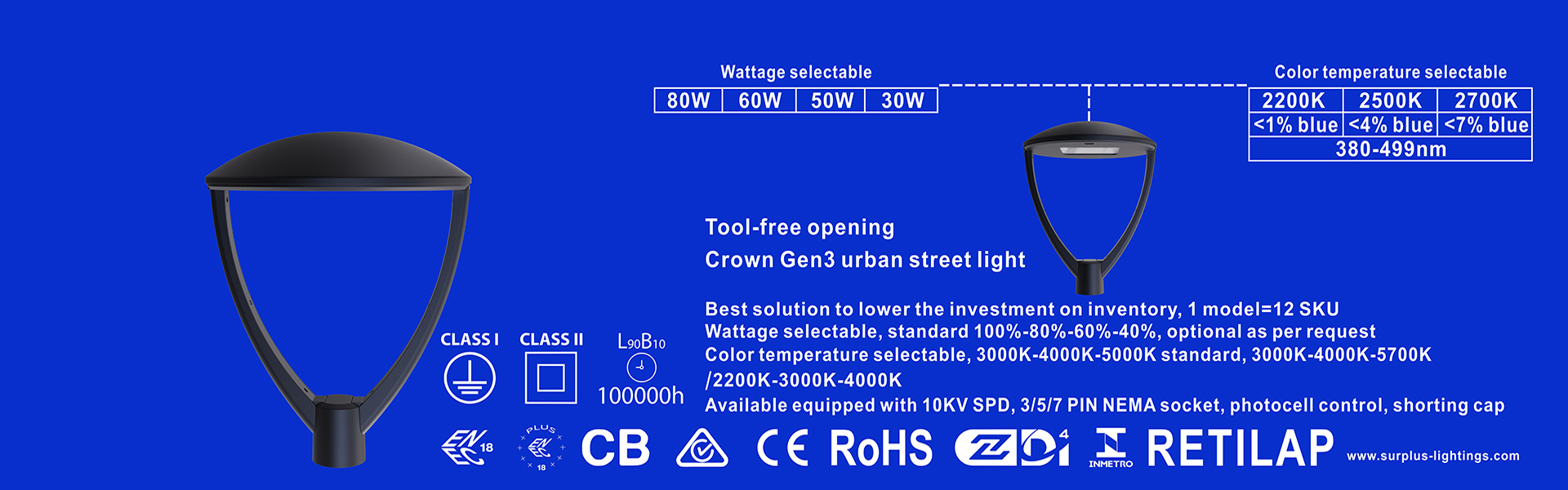 qualità L'Aquila Gen4 195lm/W ENEC ENEC+ CB SAA Zhaga-D4i Street Light Fabbrica